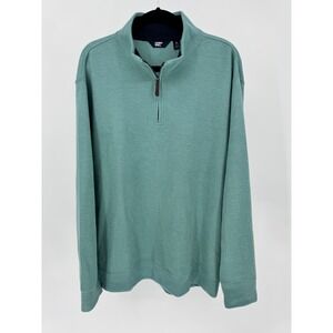 Lands End Mens XL Quarter Zip Pullover Sweatshirt Long Sleeve Green Casual